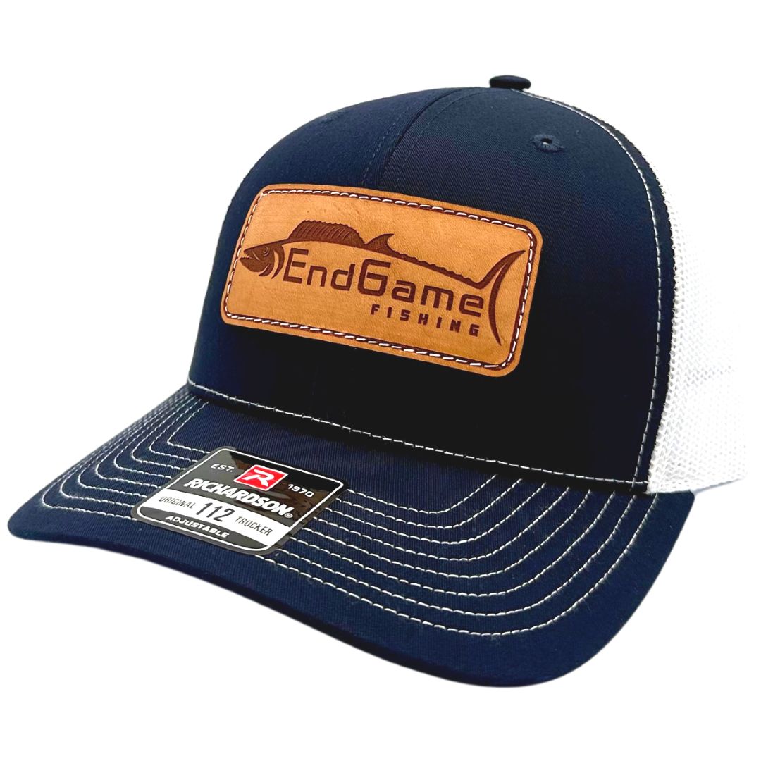 EndGame Fishing Leather Patch Hat in Navy