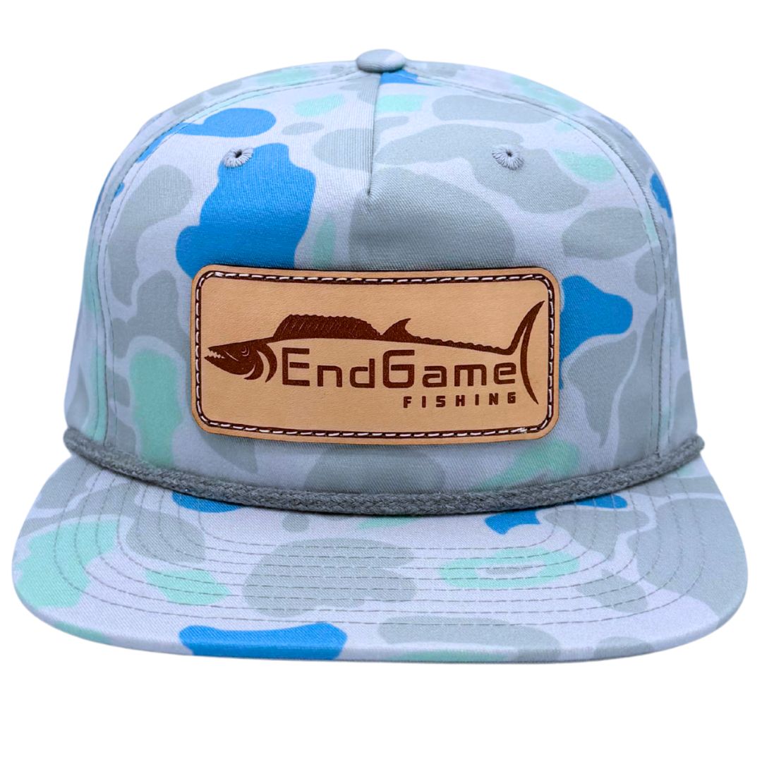 EndGame Fishing Leather Patch Rope Hat in Saltwater Camo