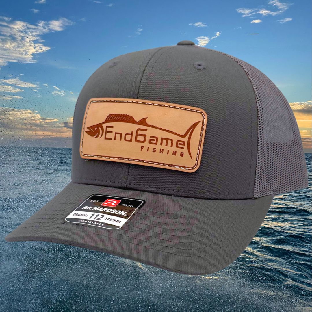 EndGame Fishing Leather Patch Hat in All Charcoal