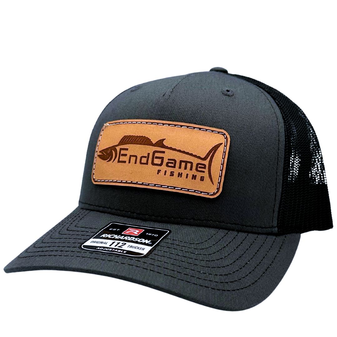 EndGame Fishing Leather Patch Hat in Charcoal & Black