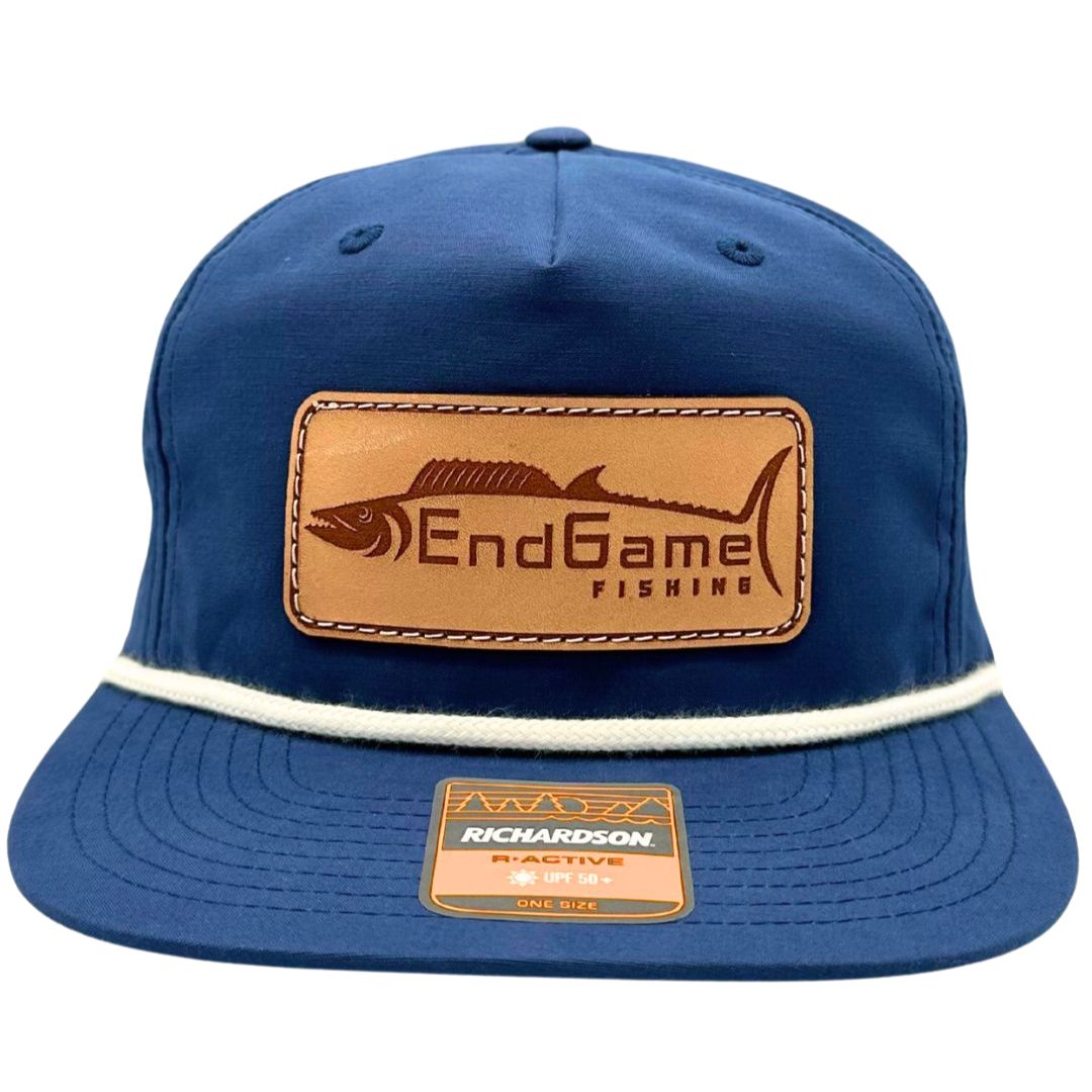 EndGame Fishing Leather Patch Rope Hat in Navy & White