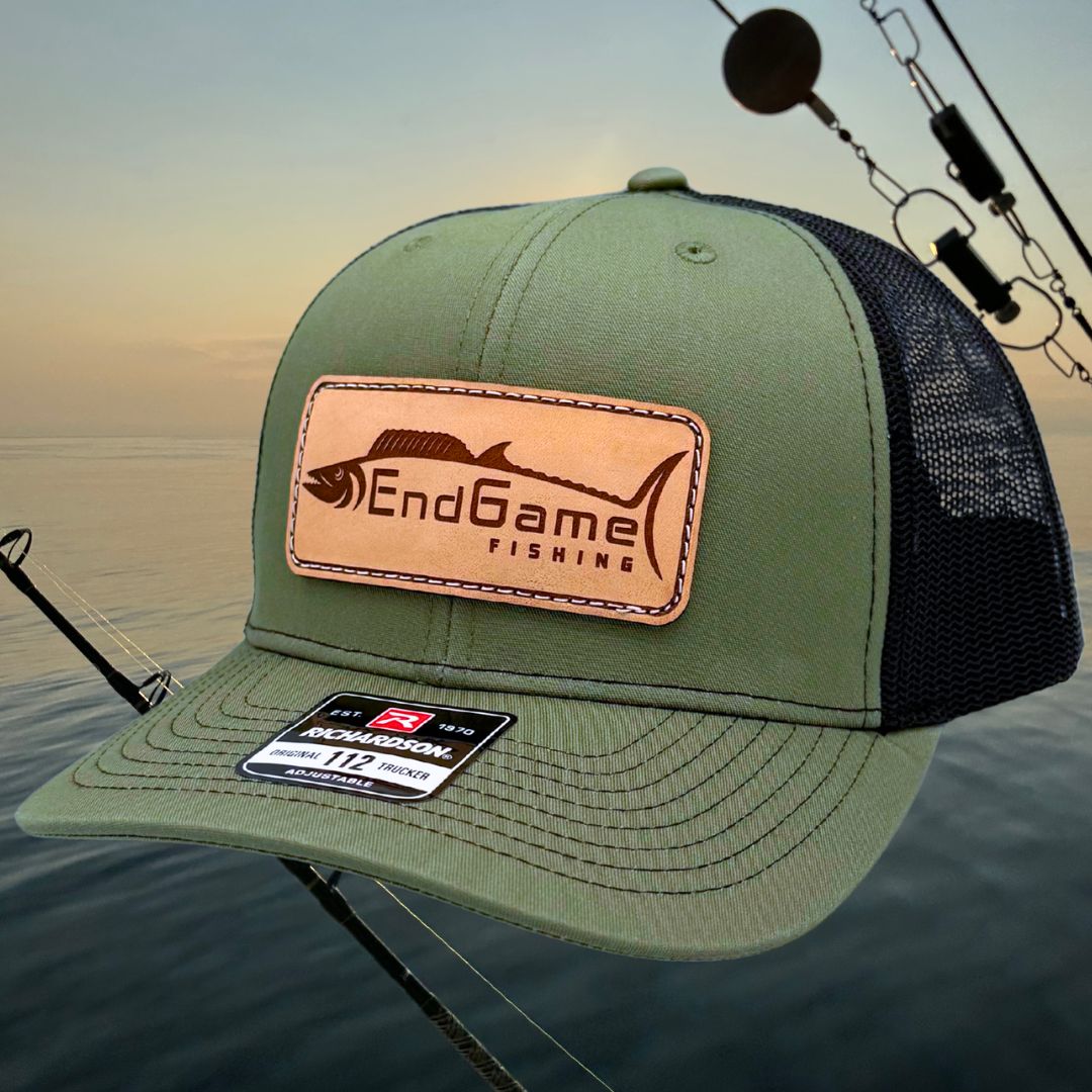 EndGame Fishing Leather Patch Hat in Loden & Black