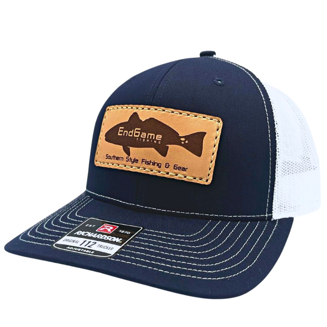 EndGame Redfish Leather Patch Hat in Navy & White