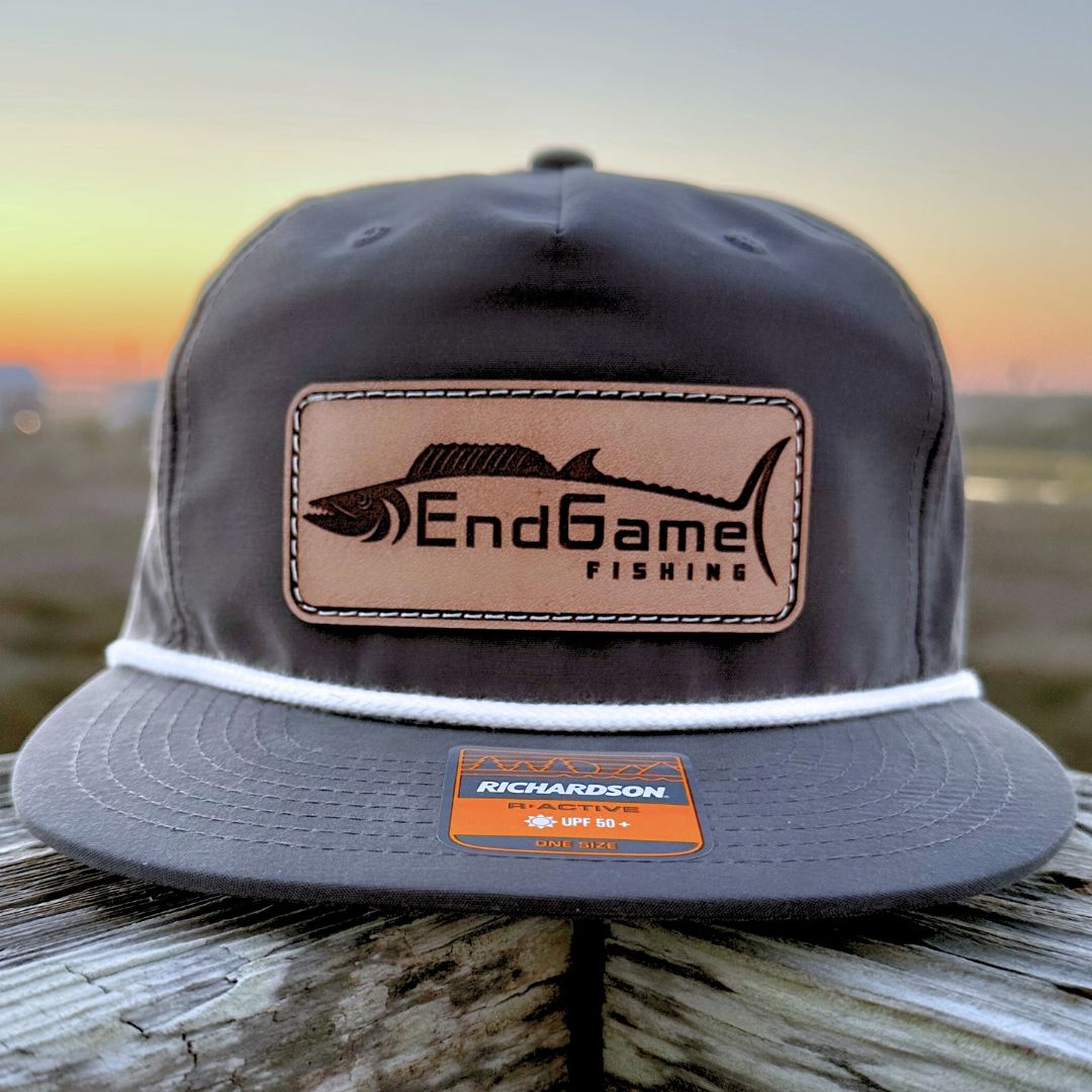 EndGame Fishing Leather Patch Rope Hat in Charcoal & White