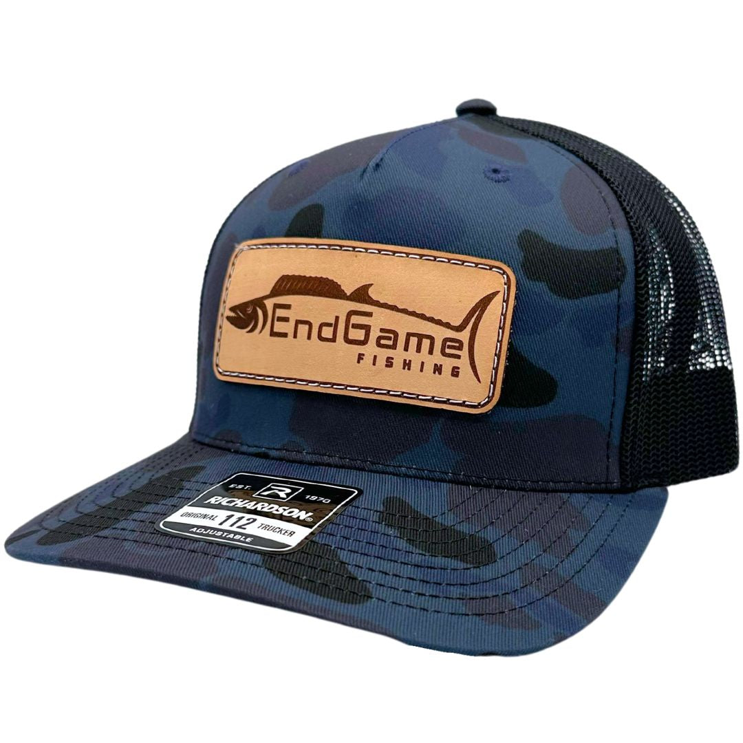 EndGame Fishing Leather Patch Hat in Navy Camo