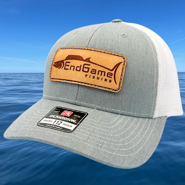 EndGame Fishing Leather Patch Hat in Gray