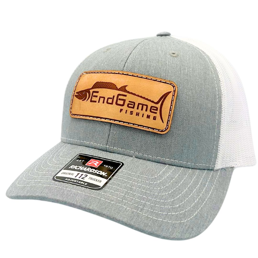 EndGame Fishing Leather Patch Hat in Gray