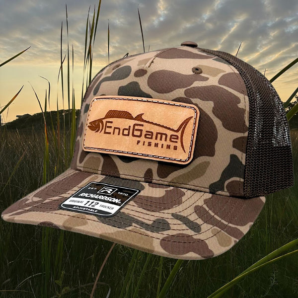 EndGame Fishing Leather Patch Hat in Duck Camo