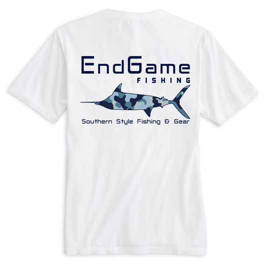 EndGame Fishing Blue Water Camo Marlin Pocket Tee - White