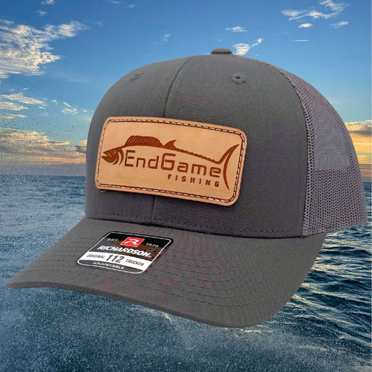EndGame Fishing Leather Patch Hat in All Charcoal