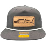 EndGame Fishing Leather Patch Rope Hat in Charcoal & White