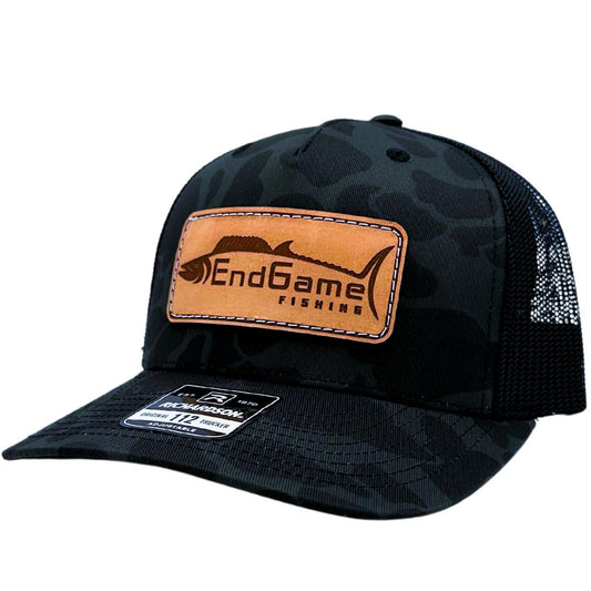EndGame Fishing Leather Patch Hat in Midnight Camo