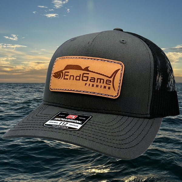 EndGame Fishing Leather Patch Hat in Charcoal & Black