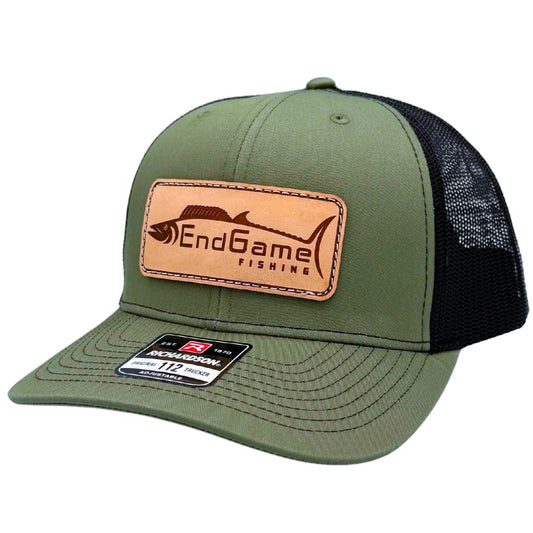 EndGame Fishing Leather Patch Hat in Loden & Black