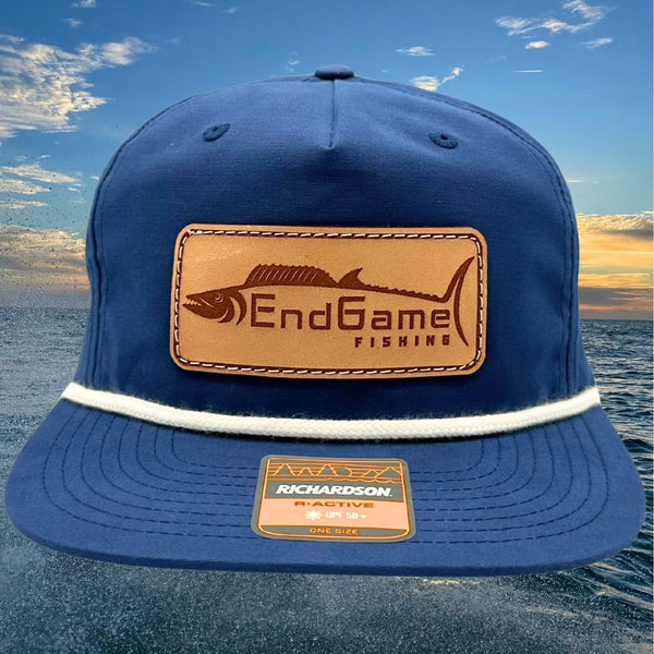 EndGame Fishing Leather Patch Rope Hat in Navy & White