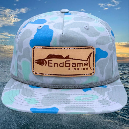 EndGame Fishing Leather Patch Rope Hat in Saltwater Camo