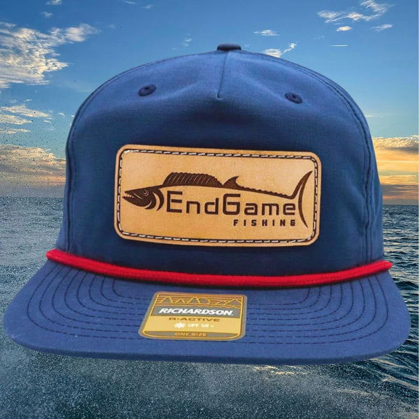 EndGame Fishing Leather Patch Rope Hat in Navy & Red