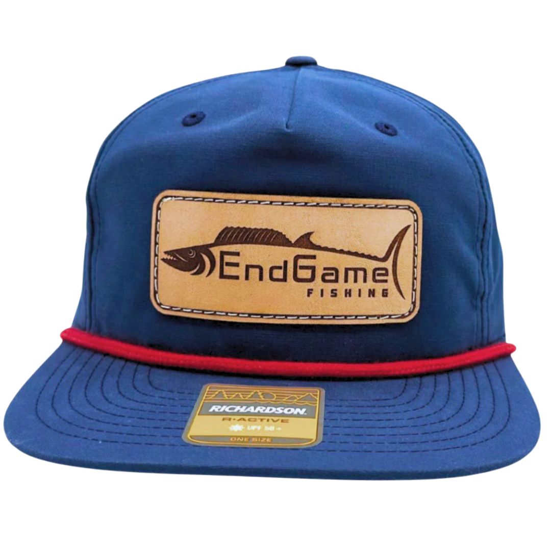 EndGame Fishing Leather Patch Rope Hat in Navy & Red
