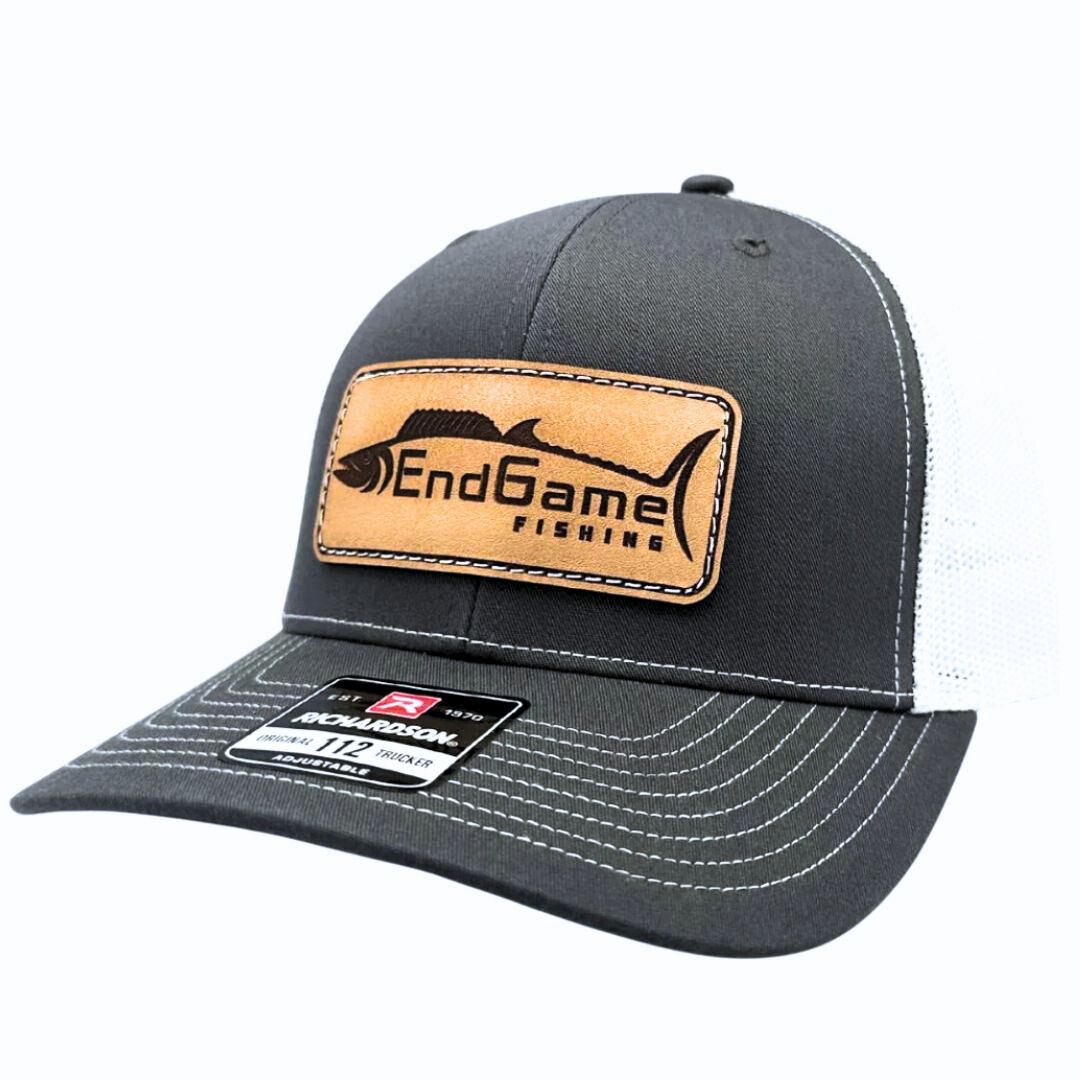 EndGame Fishing Leather Patch Hat in Charcoal & White