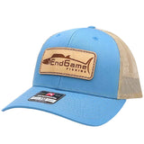 EndGame Fishing Leather Patch Hat in Columbia Blue & Khaki