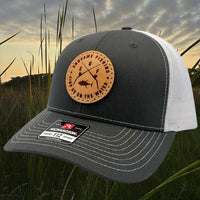 EGF 80 Wide Leather Patch Hat in Charcoal & White