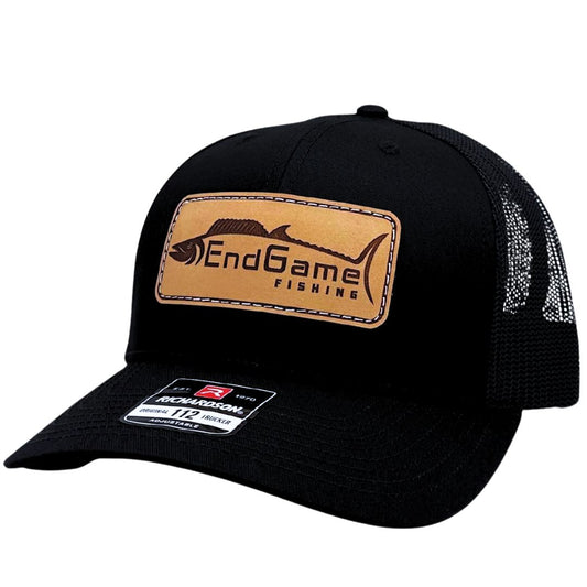 EndGame Fishing Leather Patch Hat in All Black