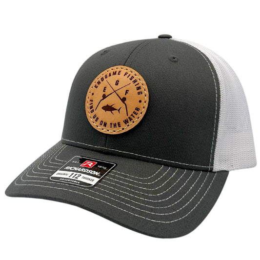 EGF 80 Wide Leather Patch Hat in Charcoal & White