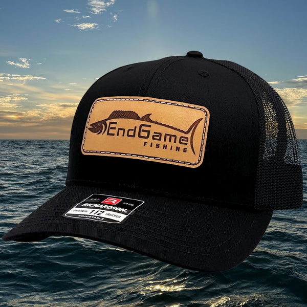 EndGame Fishing Leather Patch Hat in All Black