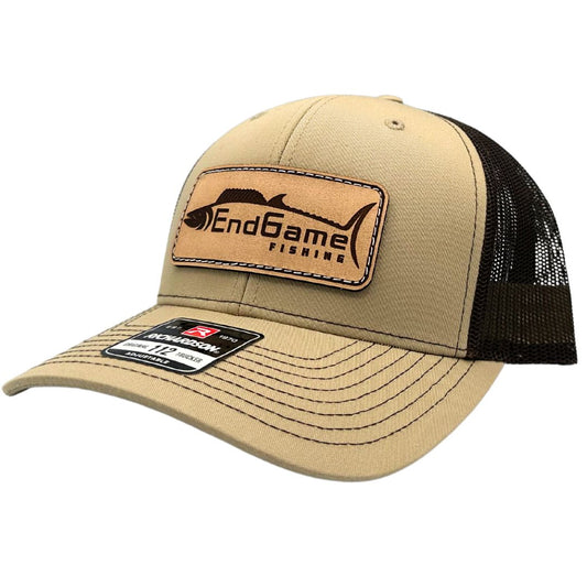 EndGame Fishing Leather Patch Hat in Khaki & Coffee