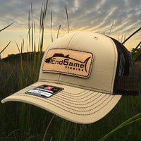 EndGame Fishing Leather Patch Hat in Khaki & Coffee