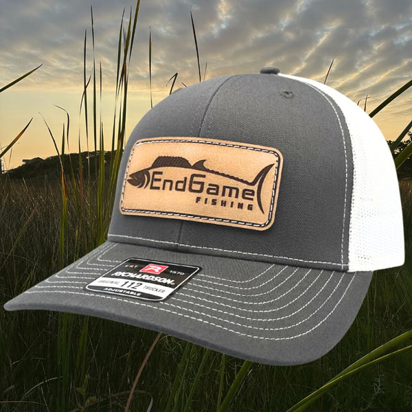 EndGame Fishing Leather Patch Hat in Charcoal & White