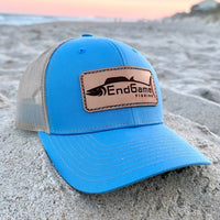 EndGame Fishing Leather Patch Hat in Columbia Blue & Khaki