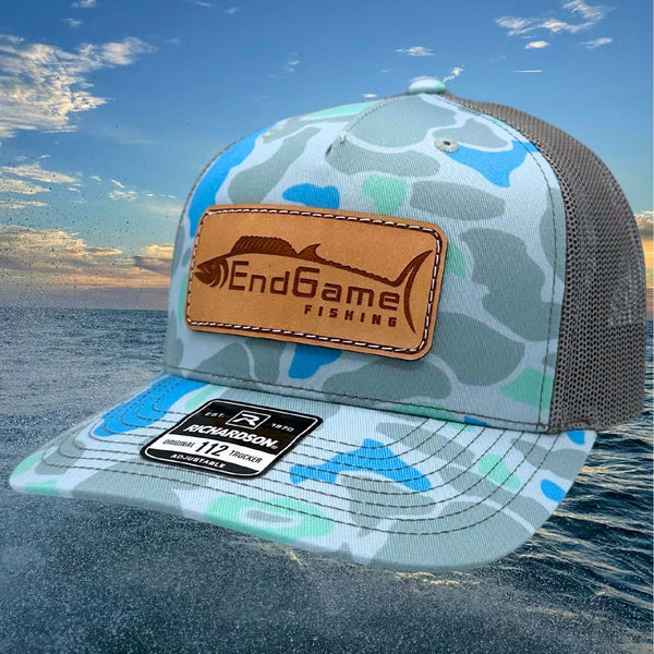 EndGame Fishing Leather Patch Hat in Saltwater Camo EndGame Fishing LLC