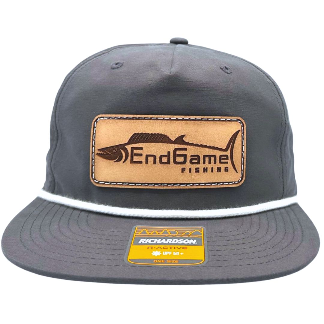 EndGame Fishing Leather Patch Rope Hat in Charcoal & White