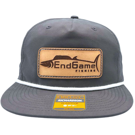 EndGame Fishing Leather Patch Rope Hat in Charcoal & White