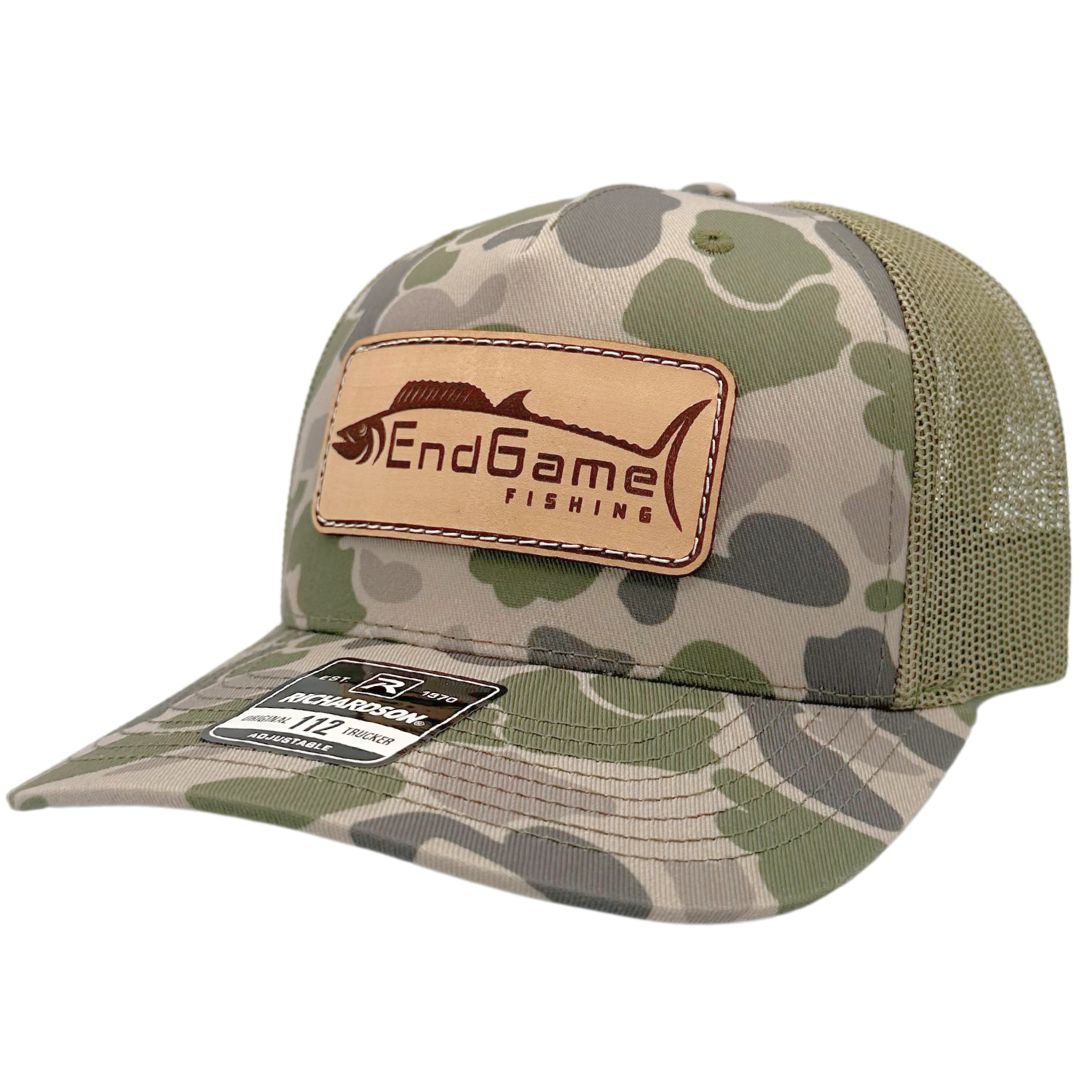 EndGame Fishing Leather Patch Hat in Marsh Camo